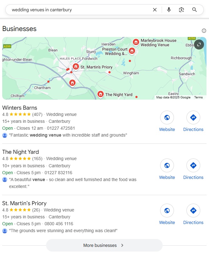 Google Maps SEO for Wedding Venues